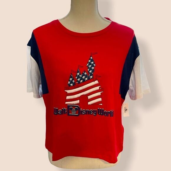 NWT DISNEY PARKS PATRIOTIC CROP TOP - Picture 1 of 4